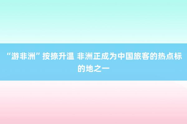 “游非洲”按捺升温 非洲正成为中国旅客的热点标的地之一